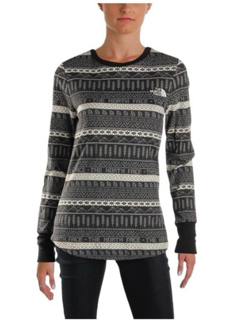 The North Face Black & Cream Fair Isle Thermal Pullover